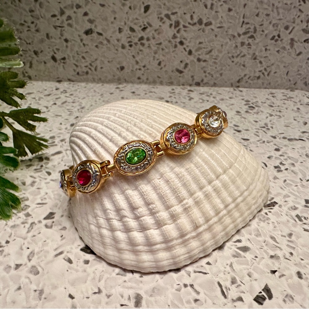 GP stainless steel birthstone gem bracelet